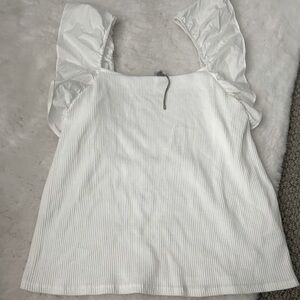 White Ruffle Sleeve Tank! NWT!
